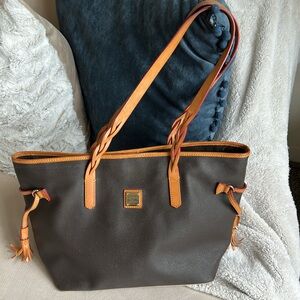 DOONEY &‎ BOURKE Dark Brown Pebbled Leather Large Shopper Tote Bag / Purse